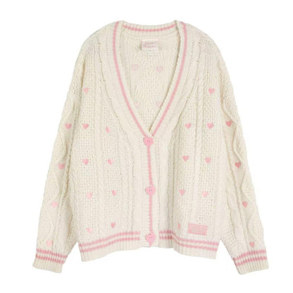 Taylor Swift Style Love Heart Sweater | Sweet Vintage Knit Cardigan for Women
