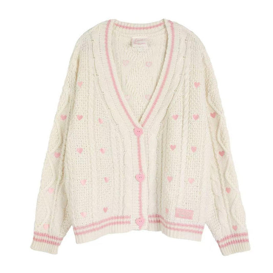 Taylor Swift Style Love Heart Sweater | Sweet Vintage Knit Cardigan for Women