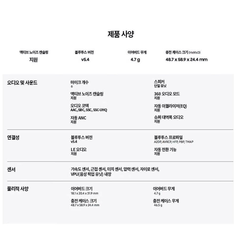 Galaxy Buds 3 SM-R530 삼성전자 갤럭시 버즈 3 무선 블루투스 이어폰 글로벌 버전