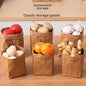 Washable Kraft Paper Storage Bags, Reusable Gift & Produce Bags with Square Bottom for Kitchen & Refrigerator Organization