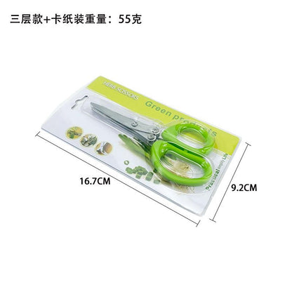3-Layer Stainless Steel Herb Scissors - Multi-Purpose Kitchen Scissors for Chopping Vegetables & Baby Food Prep