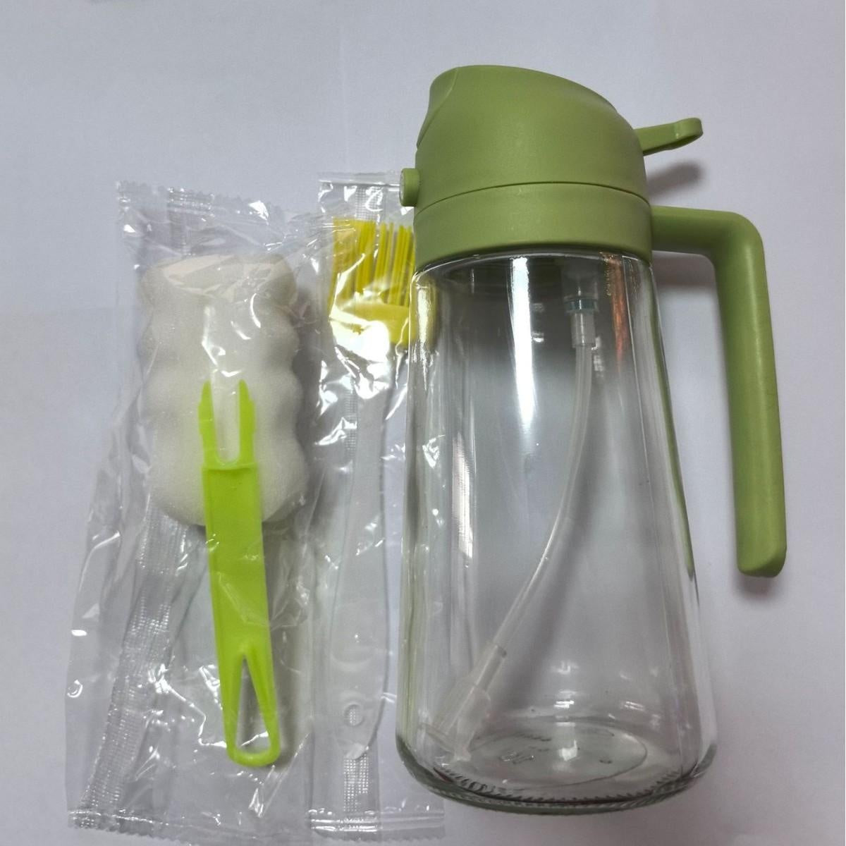 2-in-1 Kitchen Oil Sprayer & Pourer, Leak-Proof Glass Oil Dispenser Bottle with High Pressure Pump