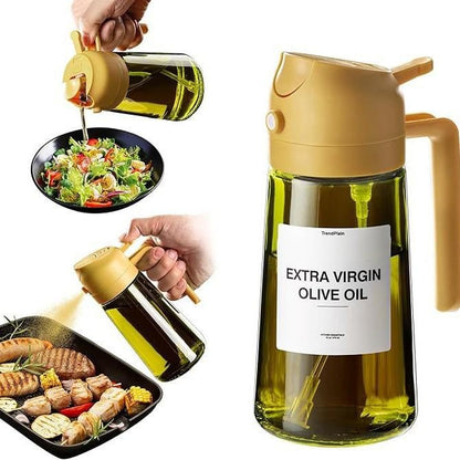2-in-1 Kitchen Oil Sprayer & Pourer, Leak-Proof Glass Oil Dispenser Bottle with High Pressure Pump