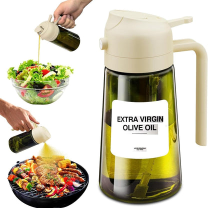2-in-1 Kitchen Oil Sprayer & Pourer, Leak-Proof Glass Oil Dispenser Bottle with High Pressure Pump