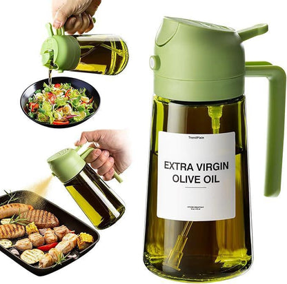 2-in-1 Kitchen Oil Sprayer & Pourer, Leak-Proof Glass Oil Dispenser Bottle with High Pressure Pump