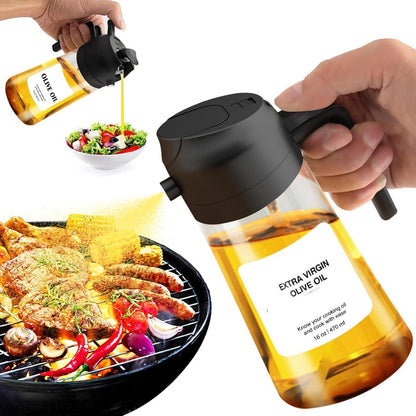 2-in-1 Kitchen Oil Sprayer & Pourer, Leak-Proof Glass Oil Dispenser Bottle with High Pressure Pump