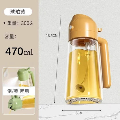 2-in-1 Kitchen Oil Sprayer & Pourer, Leak-Proof Glass Oil Dispenser Bottle with High Pressure Pump