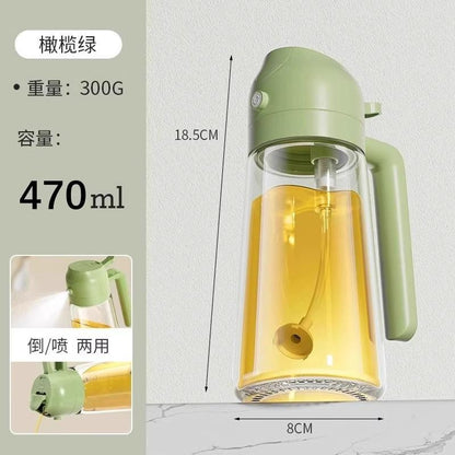 2-in-1 Kitchen Oil Sprayer & Pourer, Leak-Proof Glass Oil Dispenser Bottle with High Pressure Pump