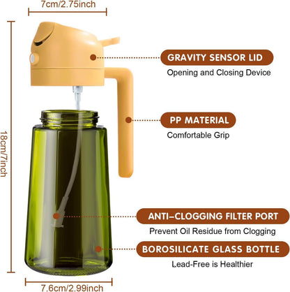 2-in-1 Kitchen Oil Sprayer & Pourer, Leak-Proof Glass Oil Dispenser Bottle with High Pressure Pump
