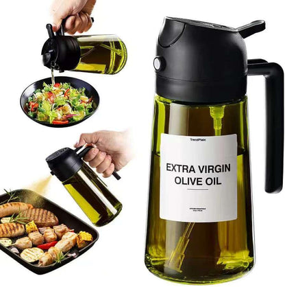 2-in-1 Kitchen Oil Sprayer & Pourer, Leak-Proof Glass Oil Dispenser Bottle with High Pressure Pump