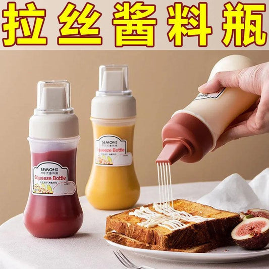 5-Nozzle Squeeze Bottle for Kitchen | Ketchup, Mayo, Soy Sauce & Thick Condiments