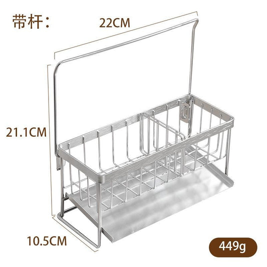 Stainless Steel Kitchen Sink Organizer with Sponge Holder & Soap Dispenser