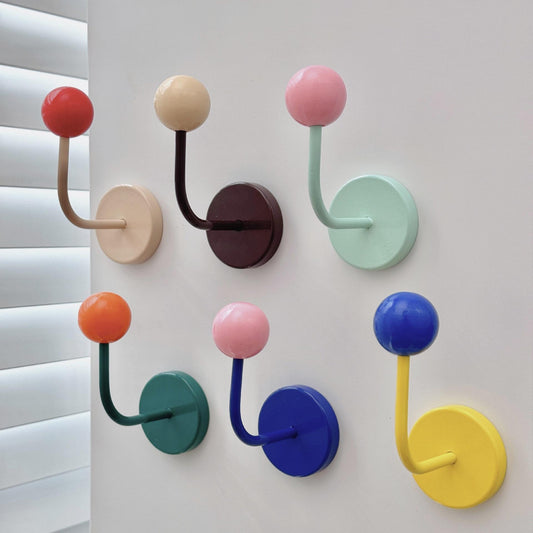 Vibrant Wooden Ball Magnetic Hooks - Decorative No-Drill Fridge & Metal Cabinet Organizers