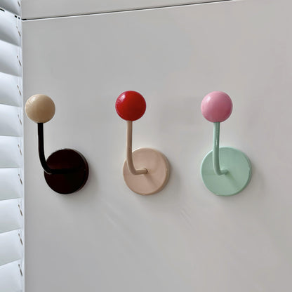 Vibrant Wooden Ball Magnetic Hooks - Decorative No-Drill Fridge & Metal Cabinet Organizers