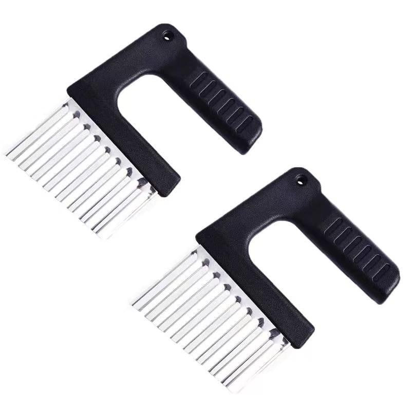 Stainless Steel Handheld Wavy Vegetable Cutter | Potato Chip & Onion Slicer for Crinkle Fries