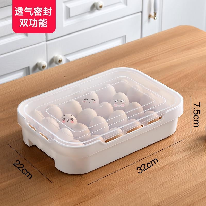 Food-Safe Refrigerator Egg Holder with Rolling Rack & Lid, Fridge Door Organizer for Kitchen Storage