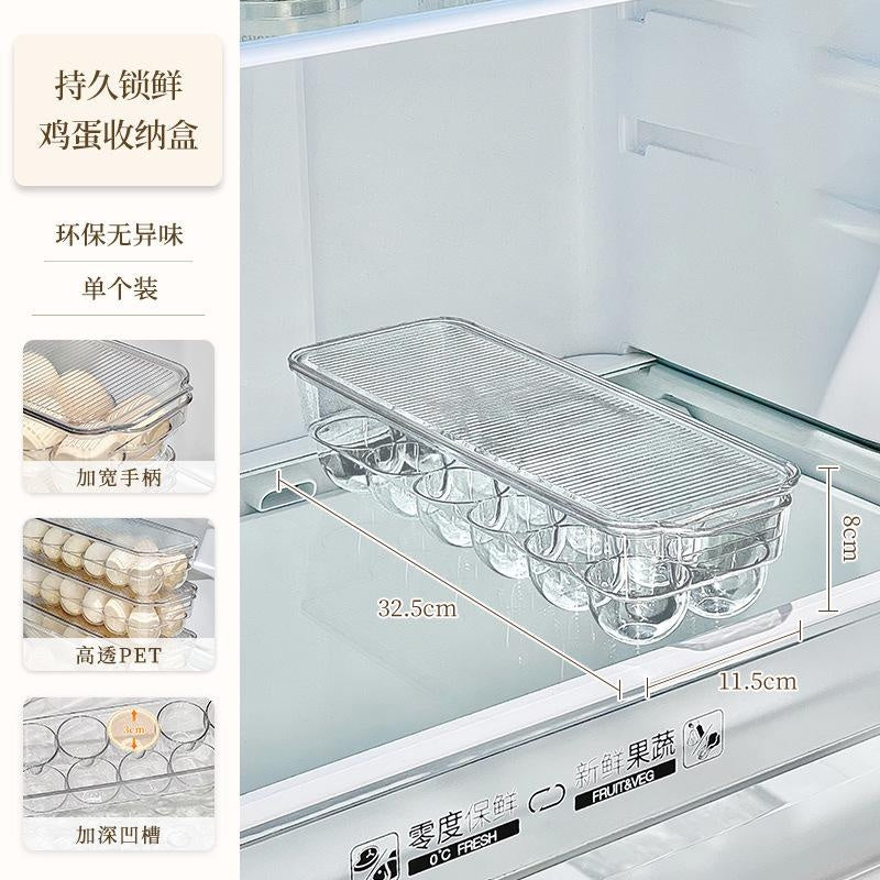 Food-Safe Refrigerator Egg Holder with Rolling Rack & Lid, Fridge Door Organizer for Kitchen Storage