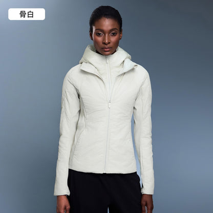 Lightweight Thermal Hooded Jacket for Women, Detachable Fleece-Lined Winter Coat with Slim Fit