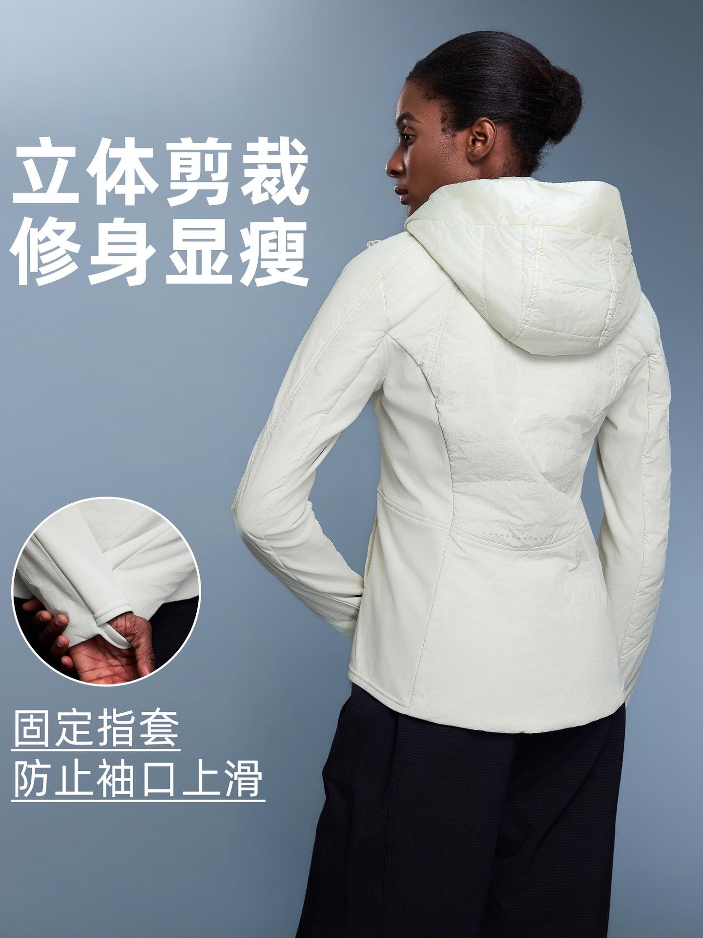 Lightweight Thermal Hooded Jacket for Women, Detachable Fleece-Lined Winter Coat with Slim Fit