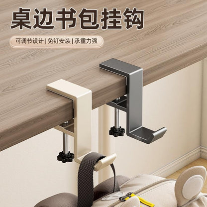 Heavy-Duty Desk Hook for Bags - No Drill Installation, Holds Backpacks & Purses on Student & Office Desks