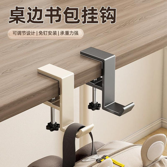 Heavy-Duty Desk Hook for Bags - No Drill Installation, Holds Backpacks & Purses on Student & Office Desks