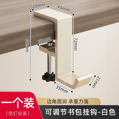 Heavy-Duty Desk Hook for Bags - No Drill Installation, Holds Backpacks & Purses on Student & Office Desks