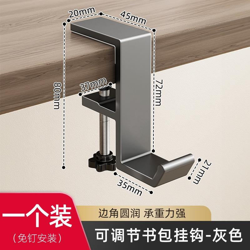 Heavy-Duty Desk Hook for Bags - No Drill Installation, Holds Backpacks & Purses on Student & Office Desks