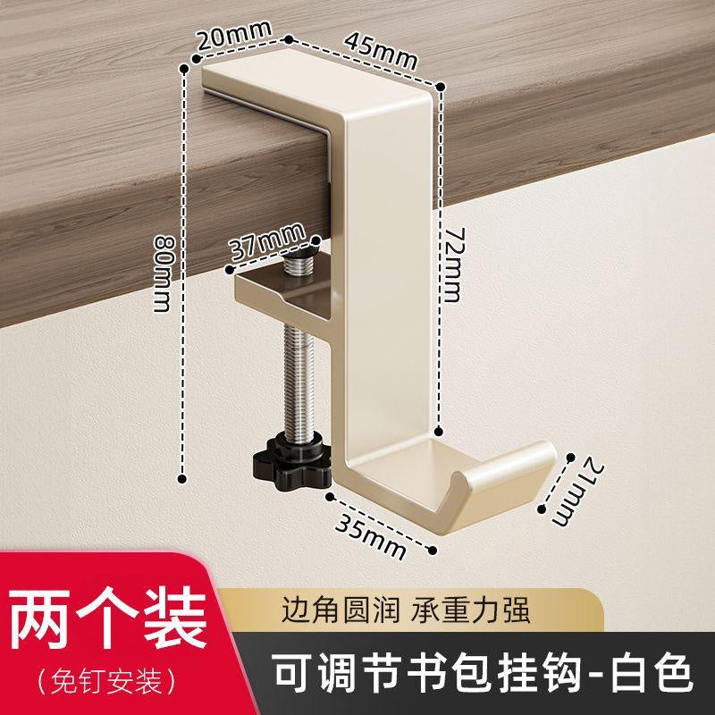 Heavy-Duty Desk Hook for Bags - No Drill Installation, Holds Backpacks & Purses on Student & Office Desks