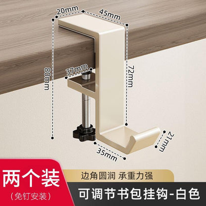 Heavy-Duty Desk Hook for Bags - No Drill Installation, Holds Backpacks & Purses on Student & Office Desks