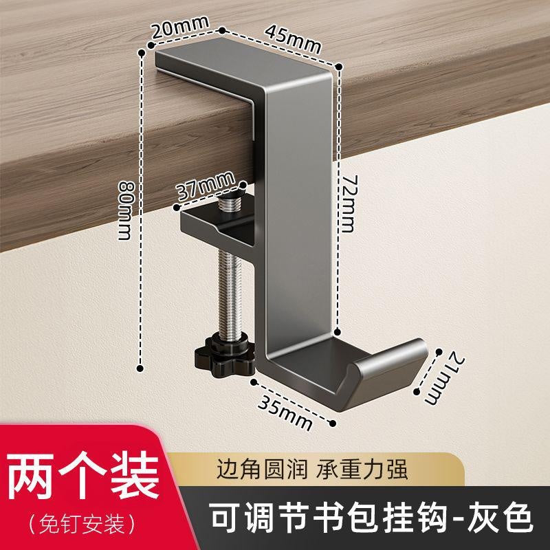 Heavy-Duty Desk Hook for Bags - No Drill Installation, Holds Backpacks & Purses on Student & Office Desks