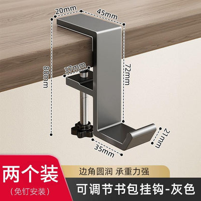 Heavy-Duty Desk Hook for Bags - No Drill Installation, Holds Backpacks & Purses on Student & Office Desks