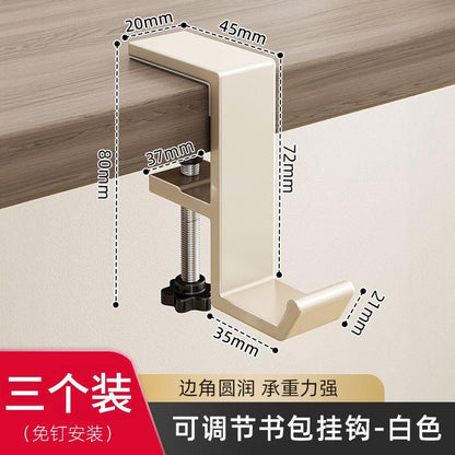 Heavy-Duty Desk Hook for Bags - No Drill Installation, Holds Backpacks & Purses on Student & Office Desks