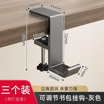 Heavy-Duty Desk Hook for Bags - No Drill Installation, Holds Backpacks & Purses on Student & Office Desks