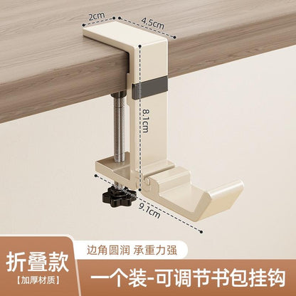 Heavy-Duty Desk Hook for Bags - No Drill Installation, Holds Backpacks & Purses on Student & Office Desks