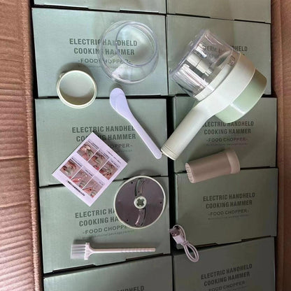 Electric Garlic Chopper & Vegetable Slicer | 3-in-1 Cordless Food Processor with Stainless Steel Blades