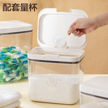 Large Capacity Laundry Detergent Dispenser with Airtight Lid for Pods, Powder, and Liquid Storage