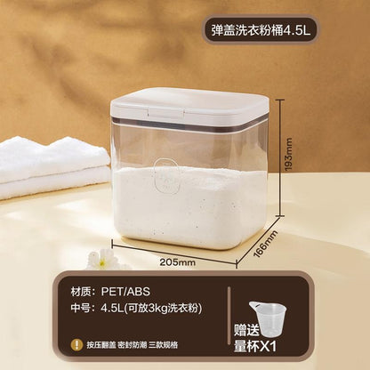 Large Capacity Laundry Detergent Dispenser with Airtight Lid for Pods, Powder, and Liquid Storage