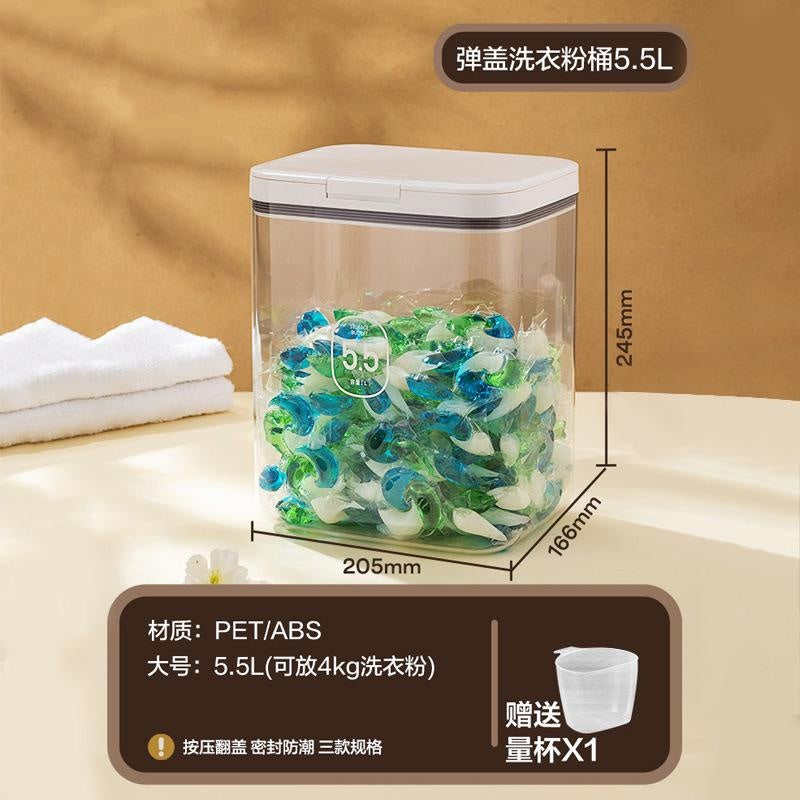 Large Capacity Laundry Detergent Dispenser with Airtight Lid for Pods, Powder, and Liquid Storage