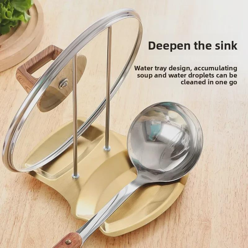 Stainless Steel Pot Lid Holder & Utensil Organizer - Kitchen Countertop Storage Rack for Lids, Spoons, and Cooking Tools