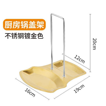 Stainless Steel Pot Lid Holder & Utensil Organizer - Kitchen Countertop Storage Rack for Lids, Spoons, and Cooking Tools