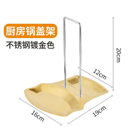 Stainless Steel Pot Lid Holder & Utensil Organizer - Kitchen Countertop Storage Rack for Lids, Spoons, and Cooking Tools