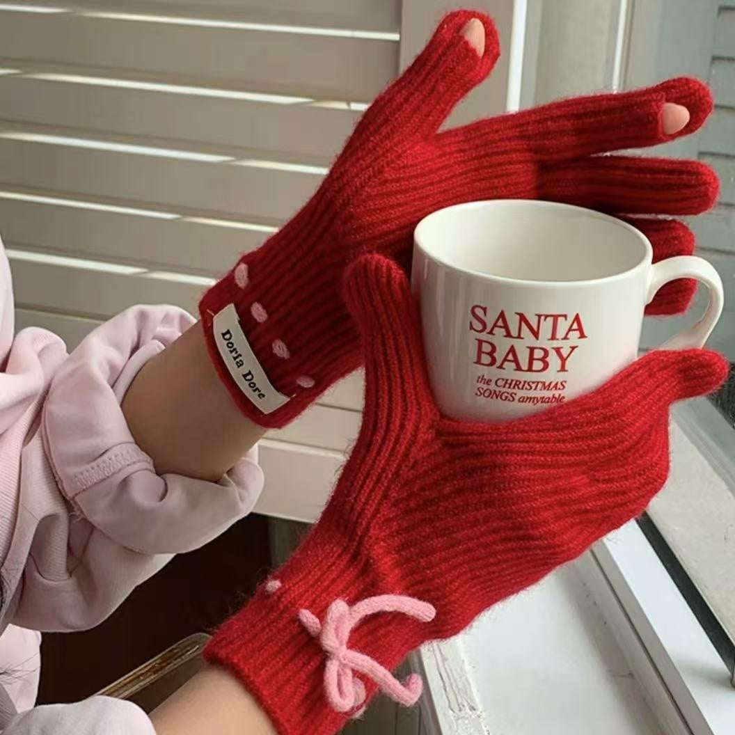 Touchscreen Winter Knitted Gloves - Warm Fleece Lined Cold Weather Mittens for Outdoor Activities