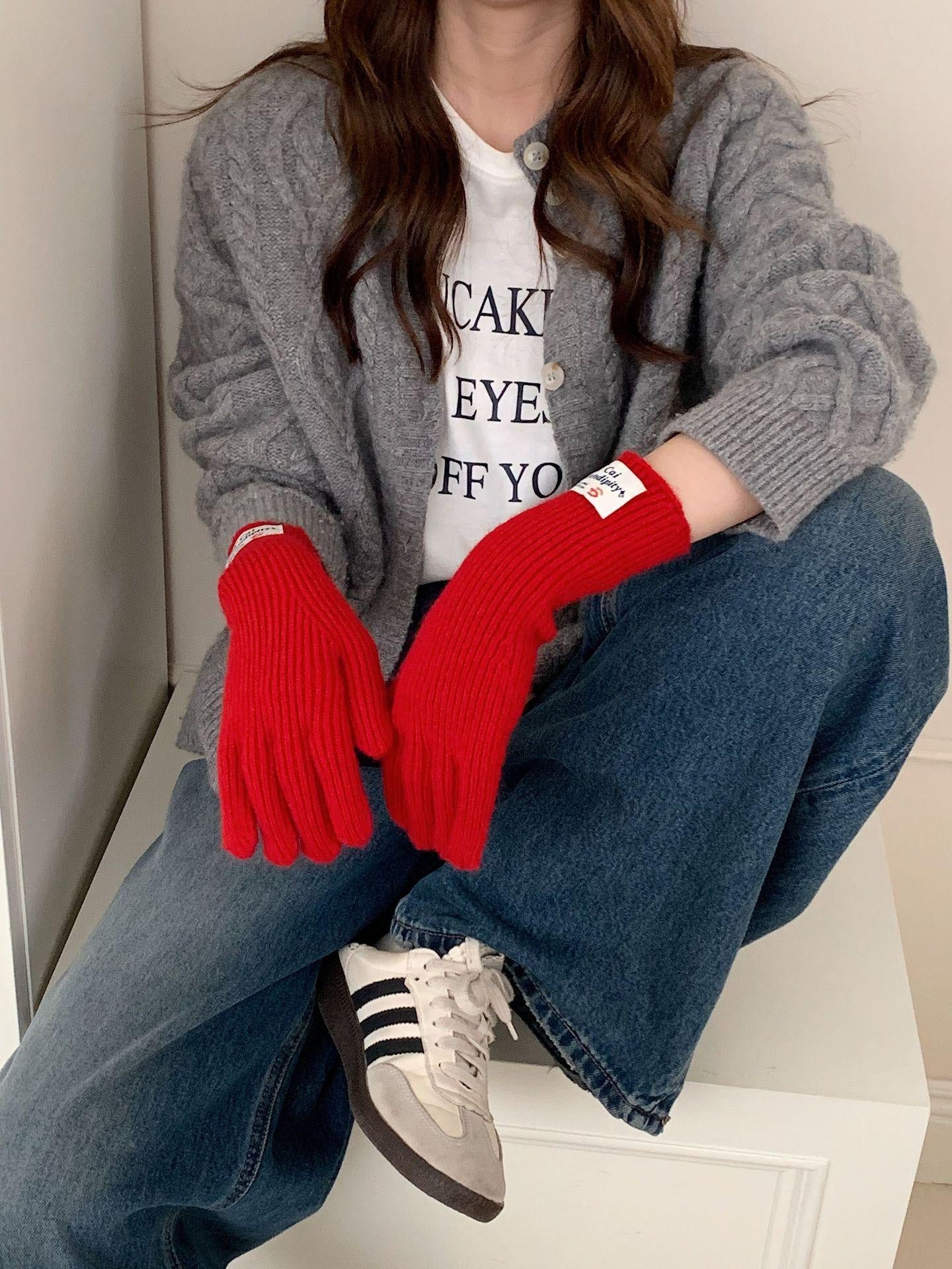 Touchscreen Winter Knitted Gloves - Warm Fleece Lined Cold Weather Mittens for Outdoor Activities