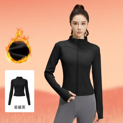 Women's Fleece-Lined Workout Jacket | Slim-Fit Running Top & Yoga Coat for Cold Weather