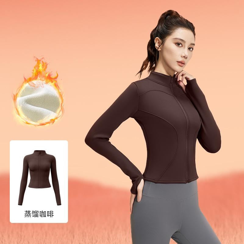 Women's Fleece-Lined Workout Jacket | Slim-Fit Running Top & Yoga Coat for Cold Weather