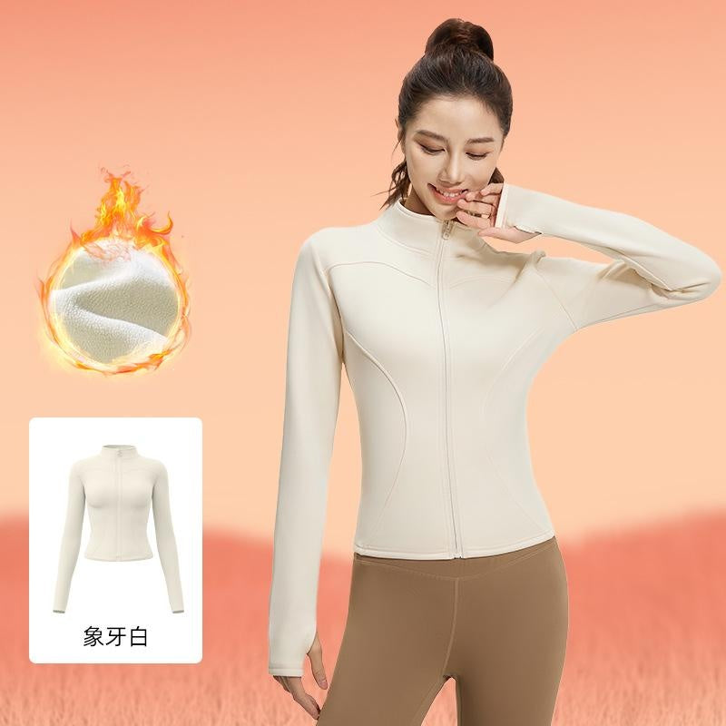 Women's Fleece-Lined Workout Jacket | Slim-Fit Running Top & Yoga Coat for Cold Weather