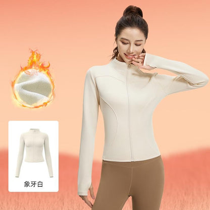 Women's Fleece-Lined Workout Jacket | Slim-Fit Running Top & Yoga Coat for Cold Weather