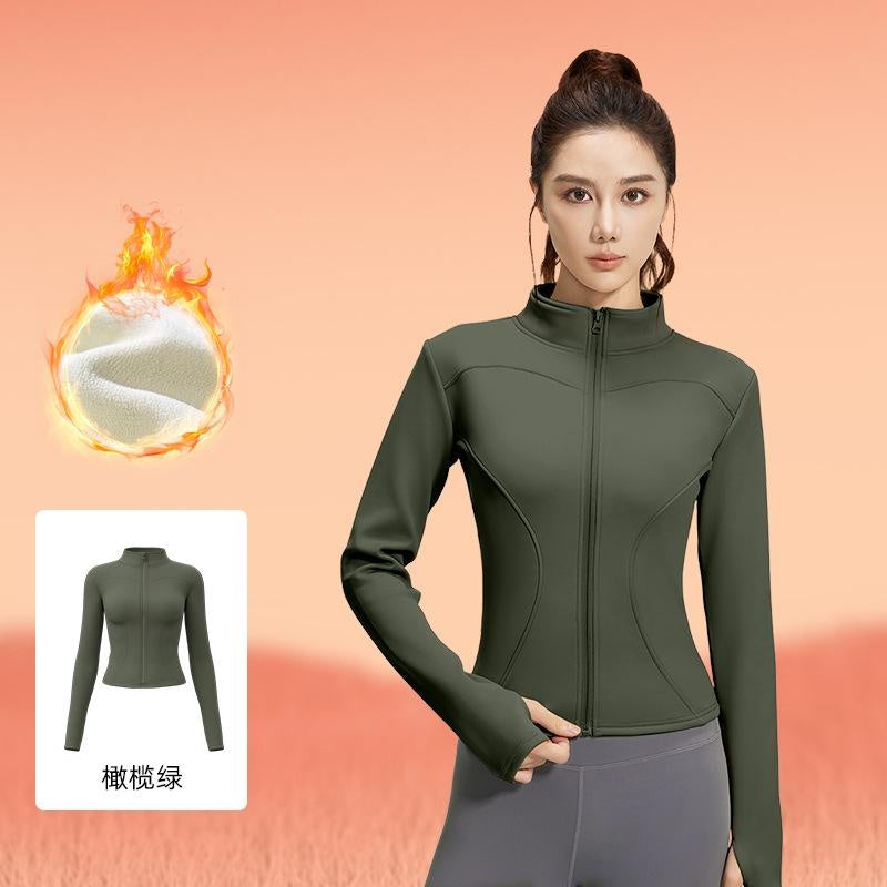 Women's Fleece-Lined Workout Jacket | Slim-Fit Running Top & Yoga Coat for Cold Weather