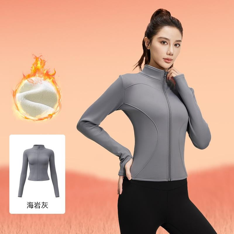 Women's Fleece-Lined Workout Jacket | Slim-Fit Running Top & Yoga Coat for Cold Weather