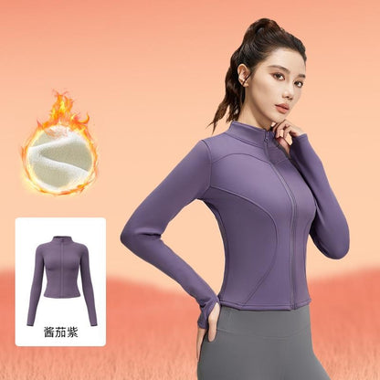 Women's Fleece-Lined Workout Jacket | Slim-Fit Running Top & Yoga Coat for Cold Weather